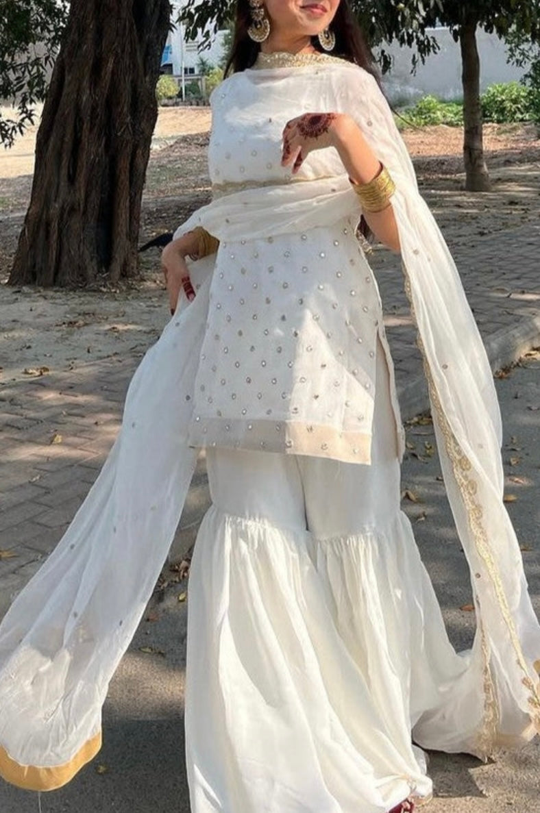 WHITE GHARARA SUIT