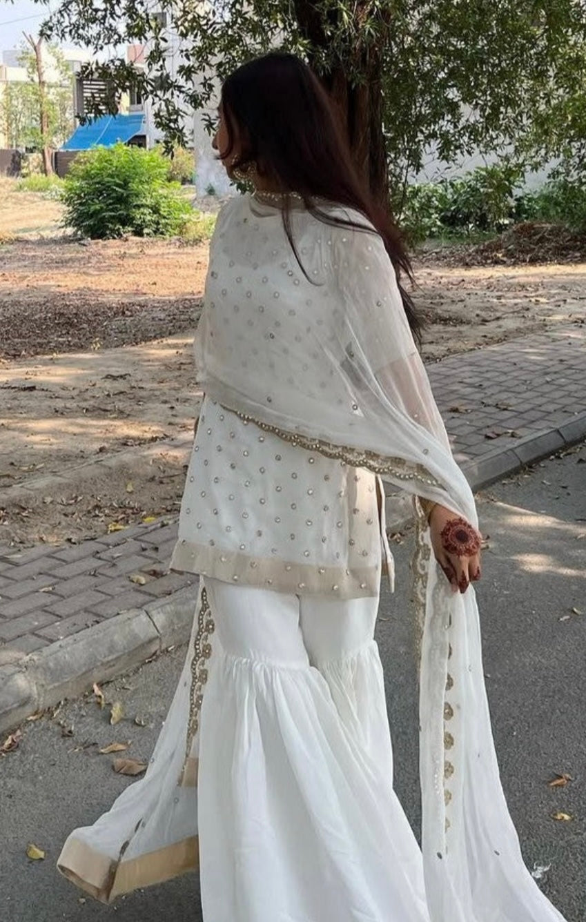 WHITE GHARARA SUIT