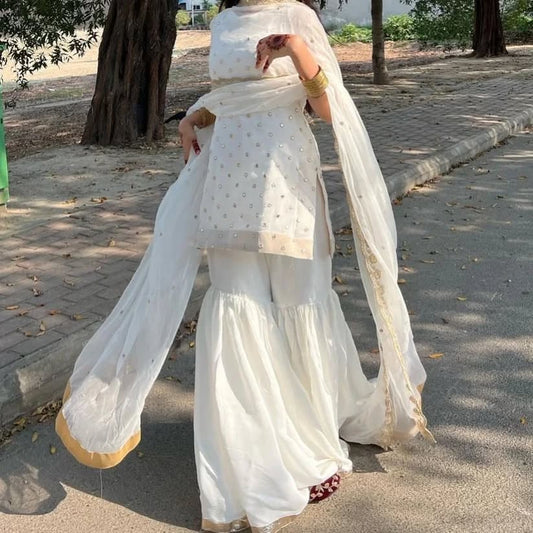 WHITE GHARARA SUIT